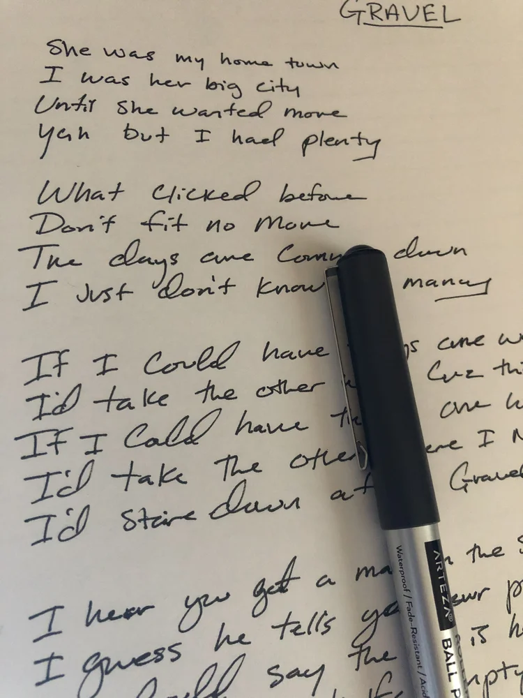 Handwritten Lyrics Gravel Tylor The Train Robbers