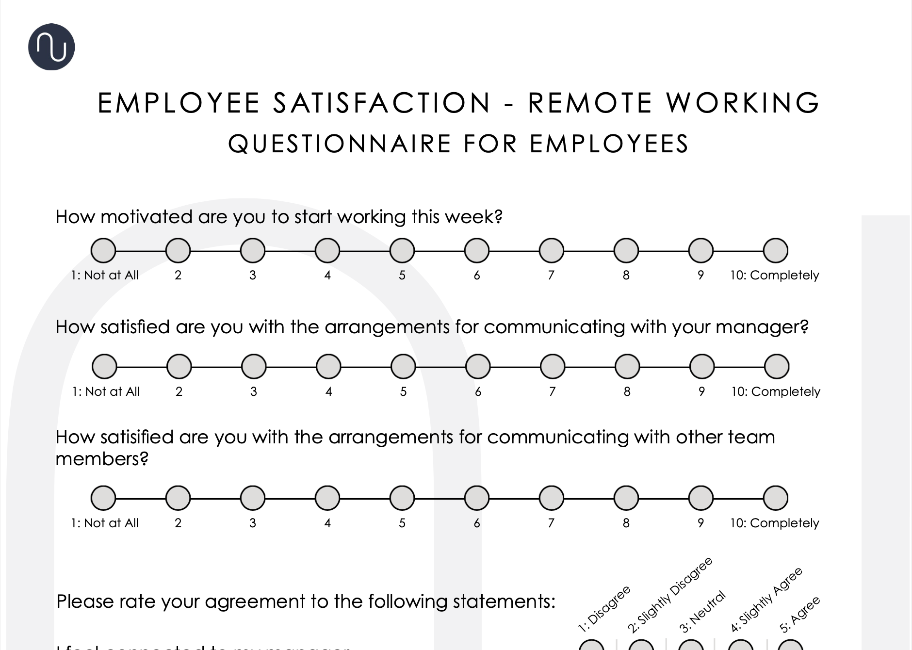 Employee Satisfaction while remote working questionnaire