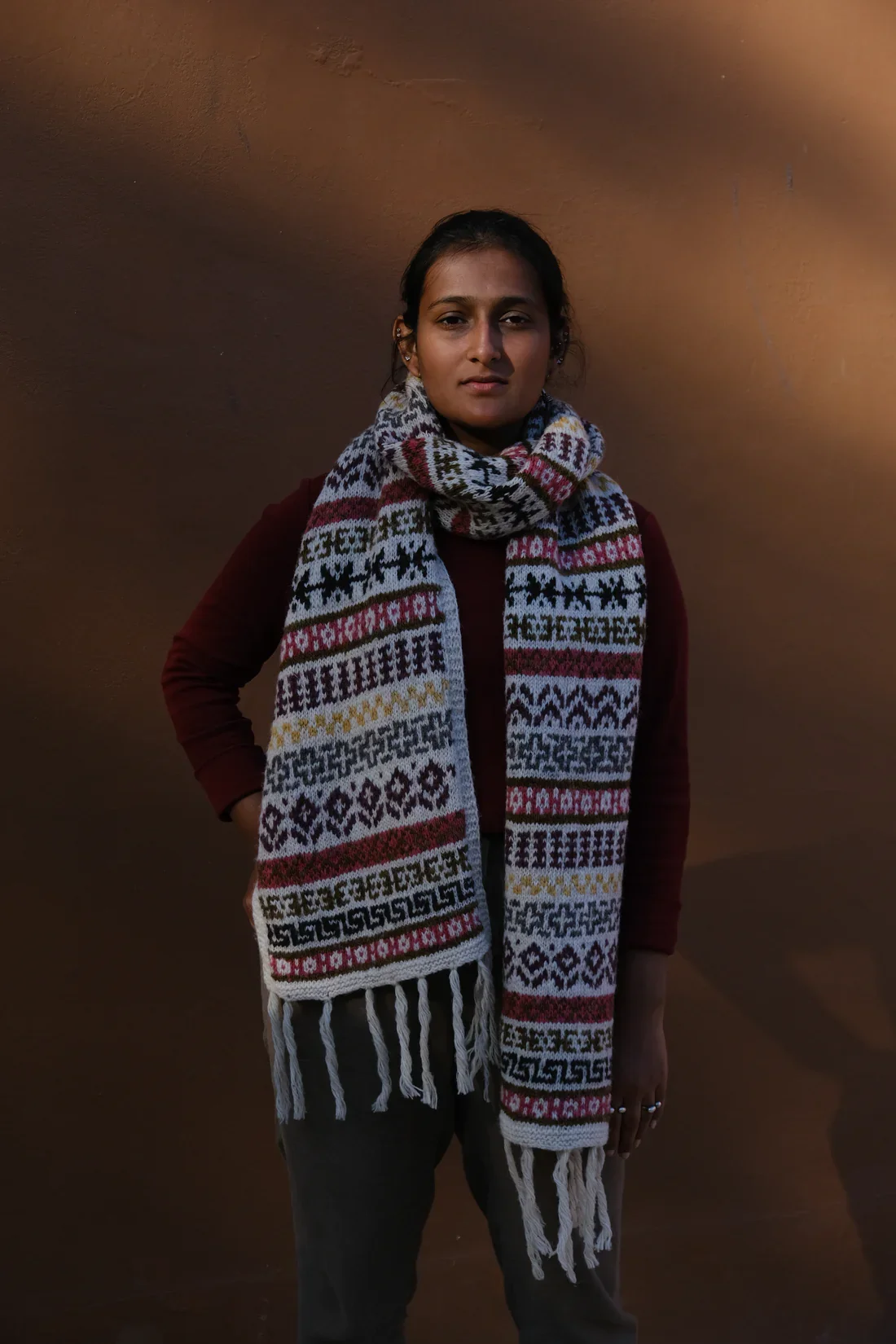 Charkha and Loom - Barbet Lahauli Muffler | White