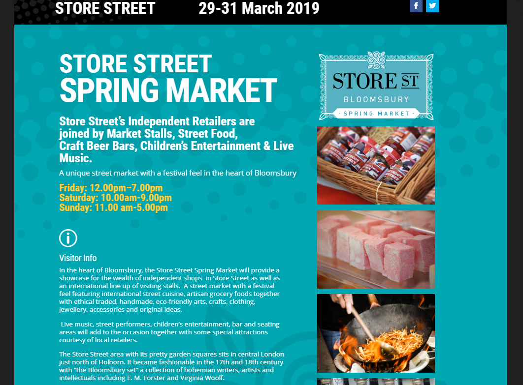 Sunday 31st March 1pm - Live at Store Street Spring Market