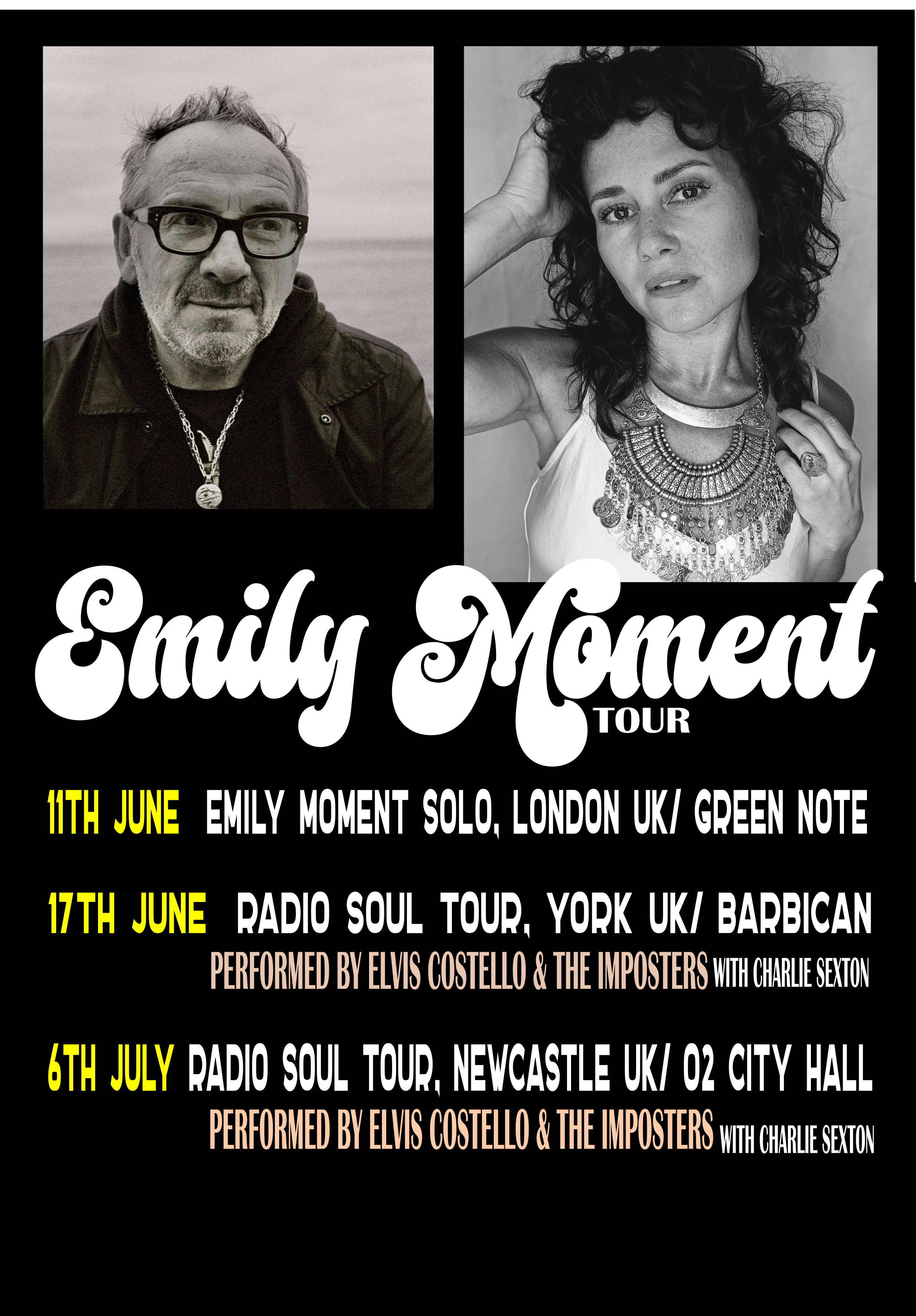 Emily Moment Supports Elvis Costello & The Imposters with Charlie Sexton on the 2026 Radio Soul Tour