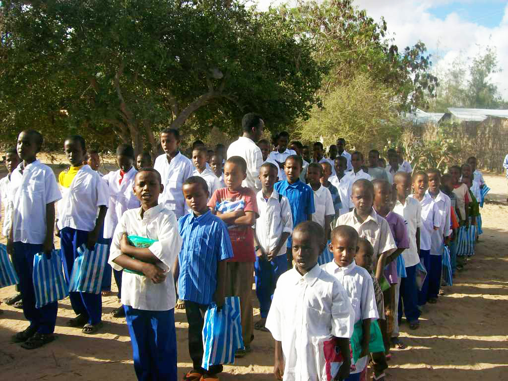   First day at the RAJO school,&nbsp;Abdi counts the students  