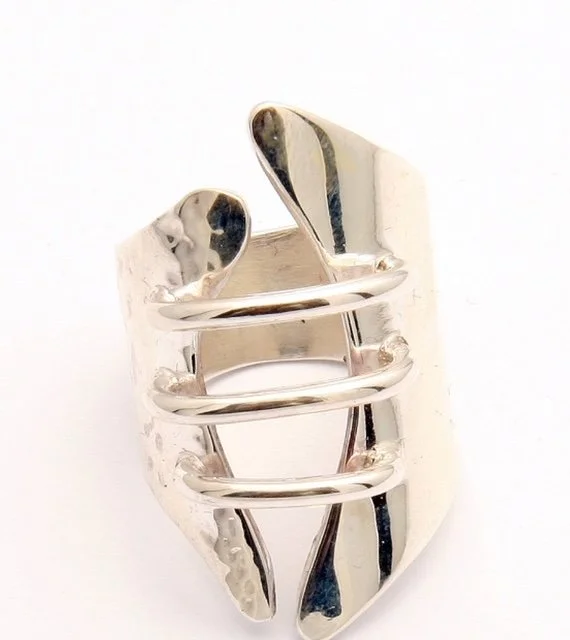 Bodice Ring Sterling Silver 41mm top view tapered to 8mm $180.00