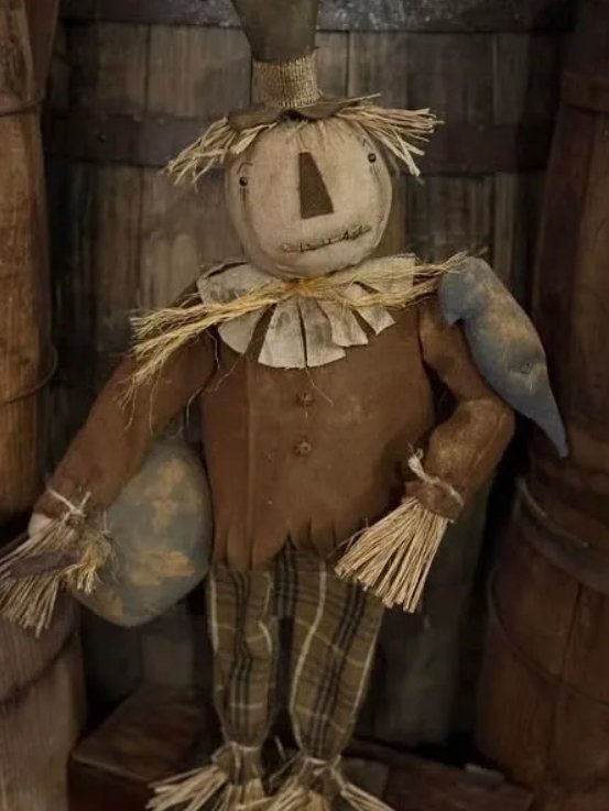 Finn the scarecrow ~25” tall with posable arms $99.00