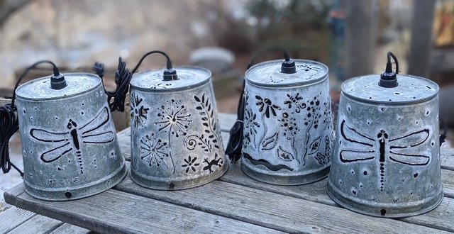 Dragonfly lamp & Happy Garden lamp $125.00 each