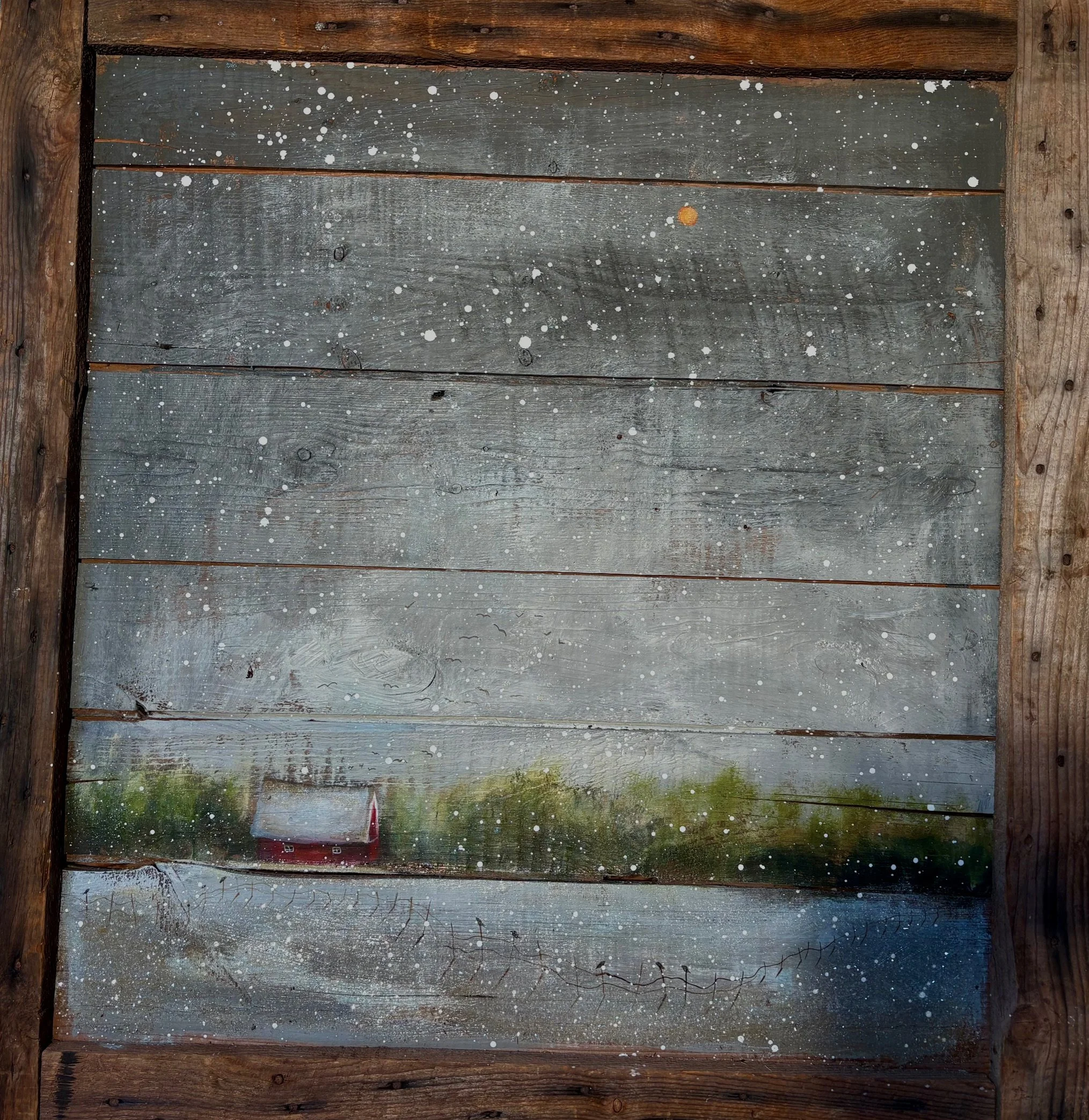 32”x 34” Winter Scene on Wood $550.00