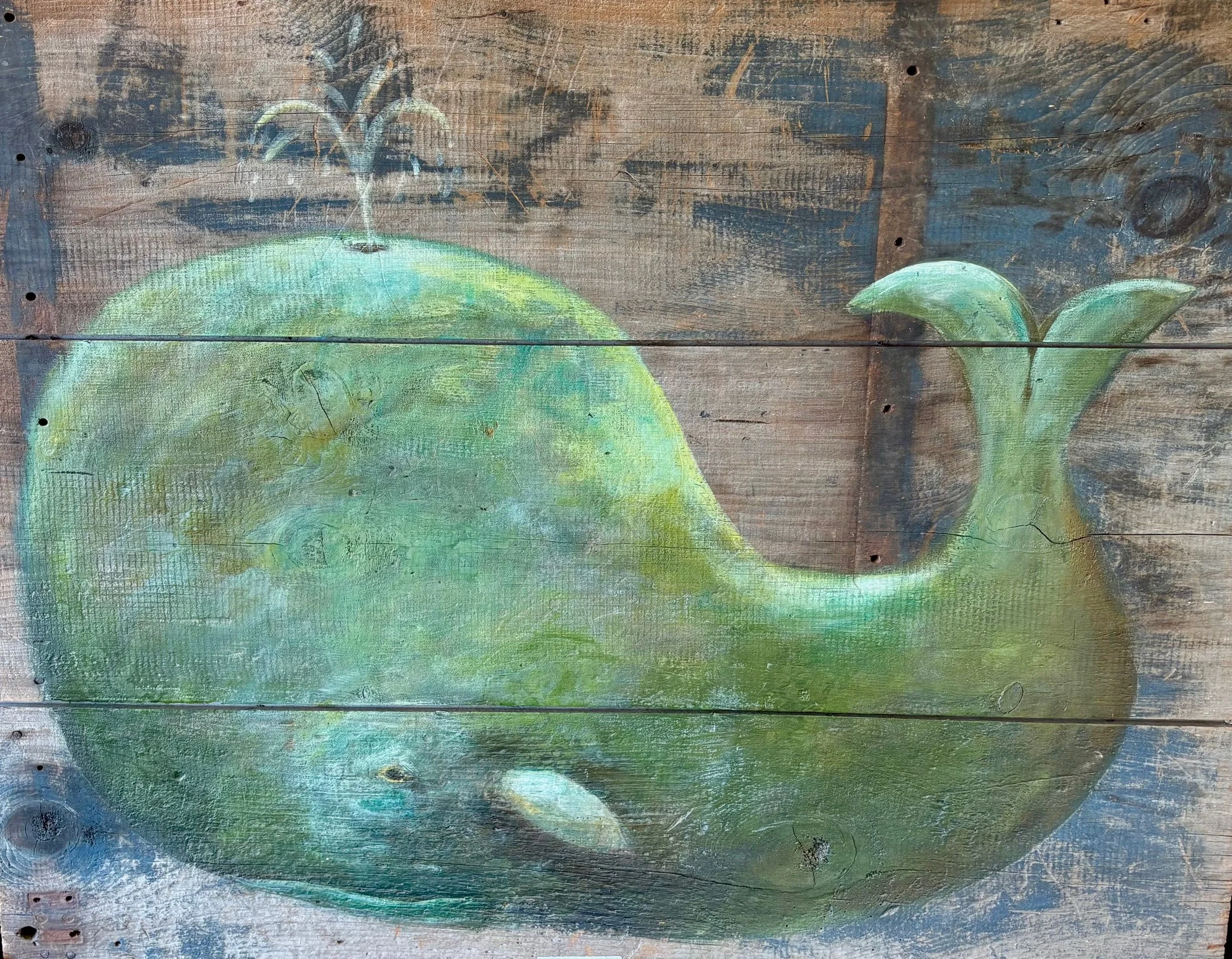 38”x 32” Green Whale $525.00