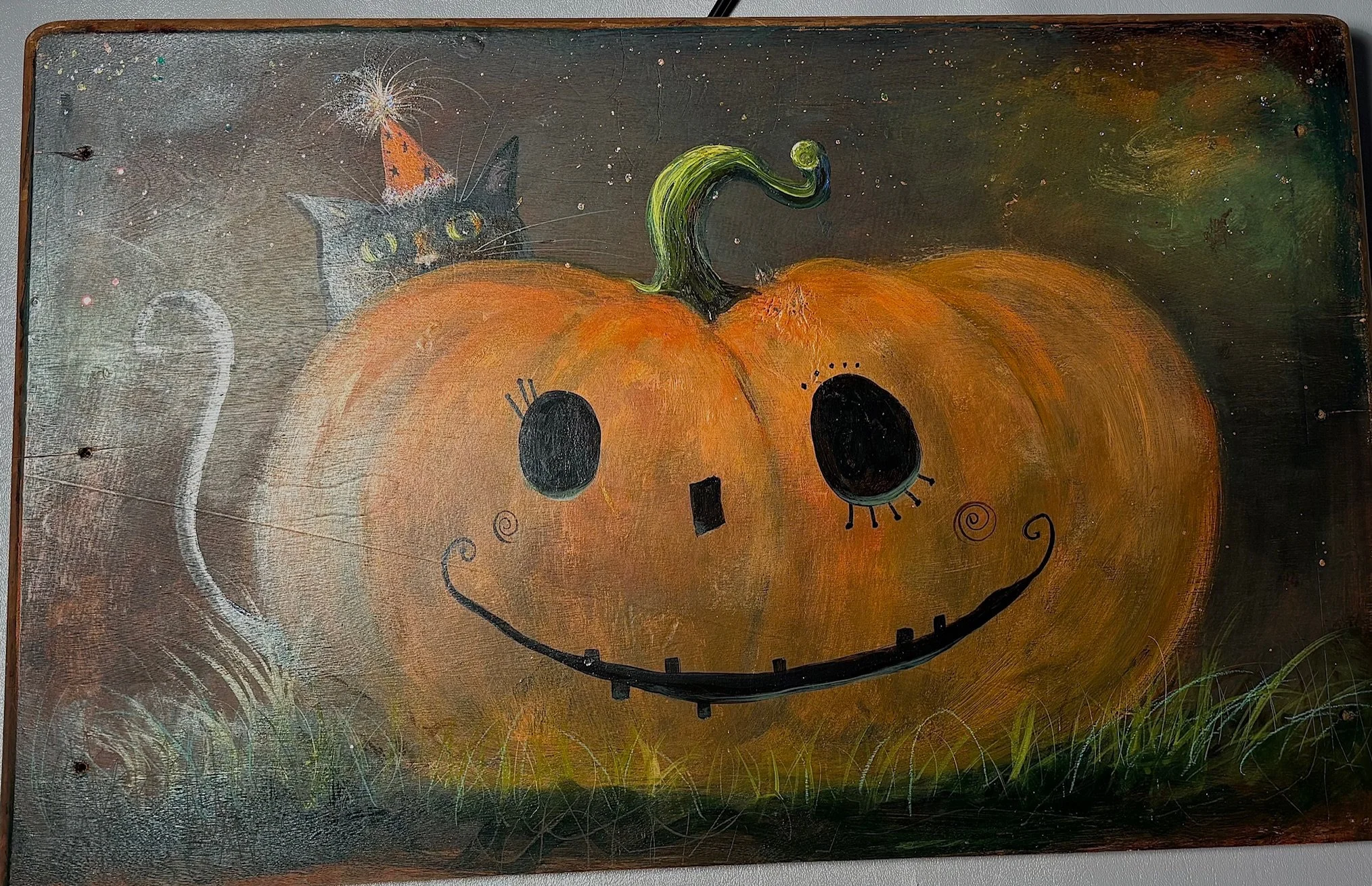 24”x 14.5” Cat on Antique desktop $225.00