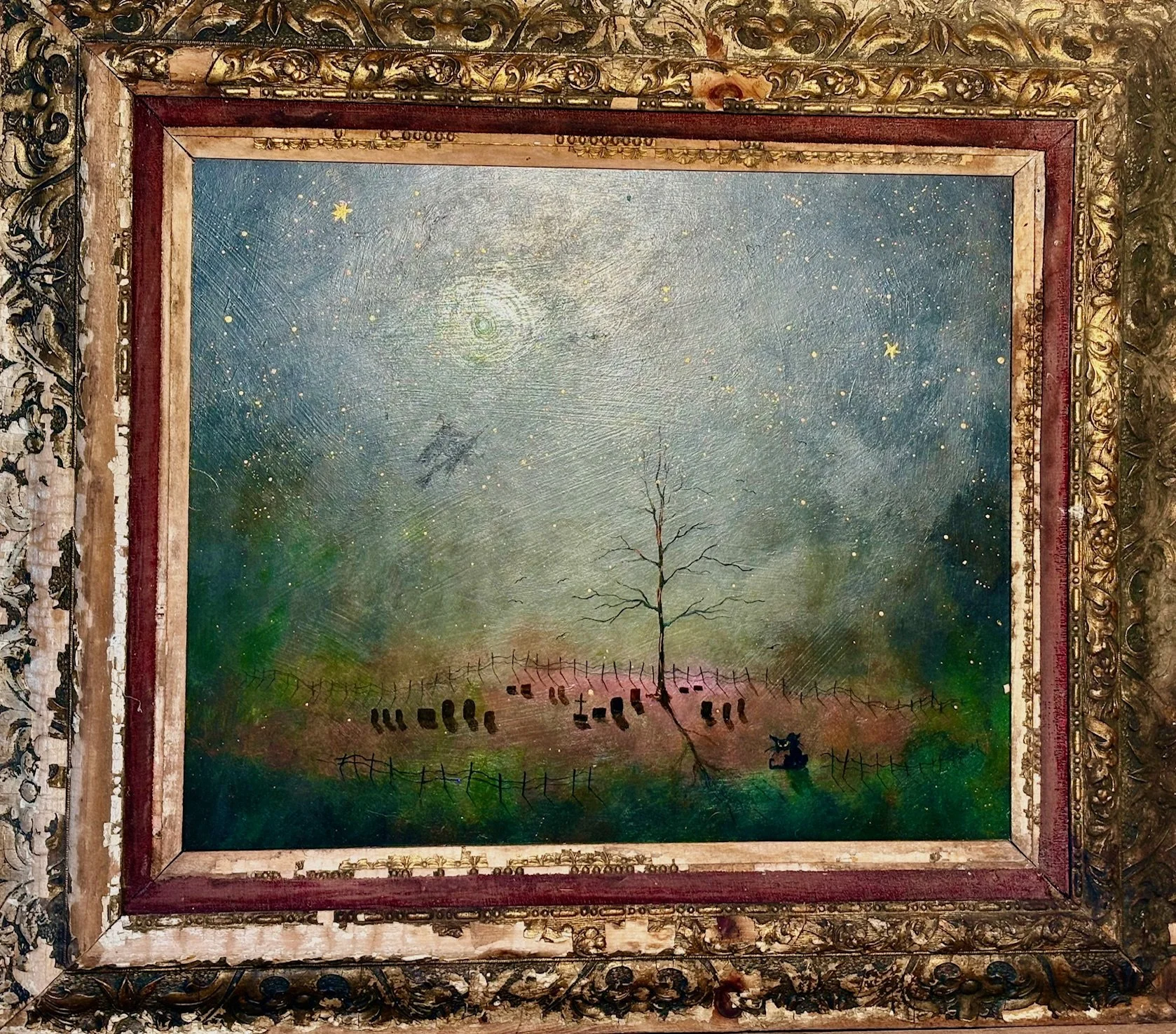 Flying Witch in vintage frame 27.5” x 31.5”  $495.00