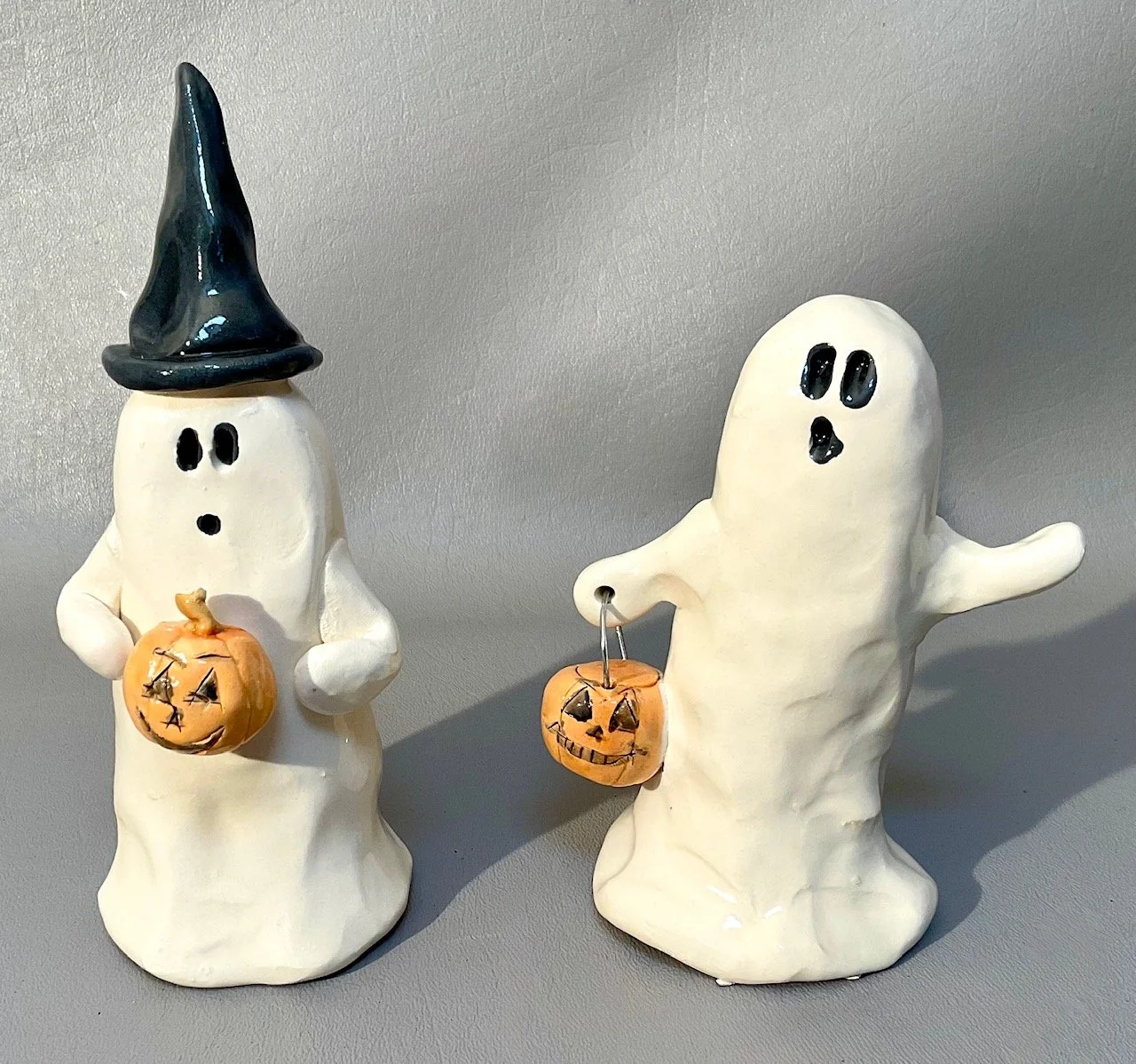 6.5” Ghost with hat $26.00      5” Ghost with pumpkin $26.00