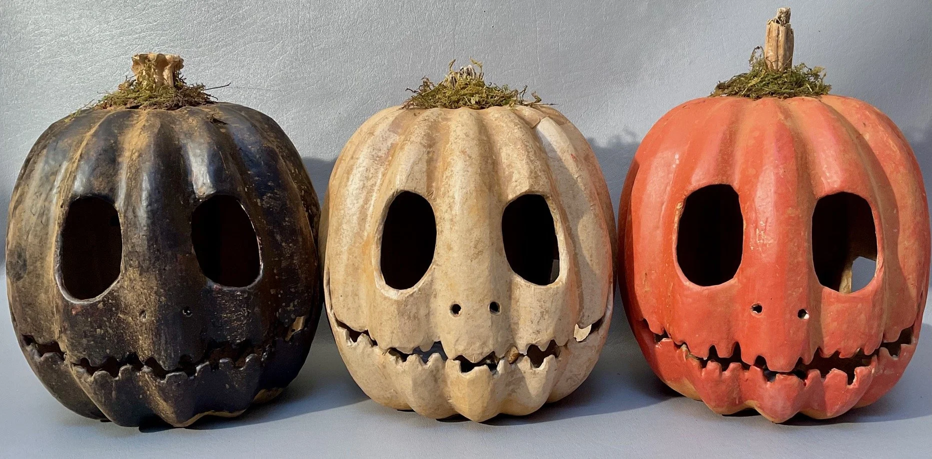 8.5” Halloween paper mache JOL 203 Pumpkin $40.00