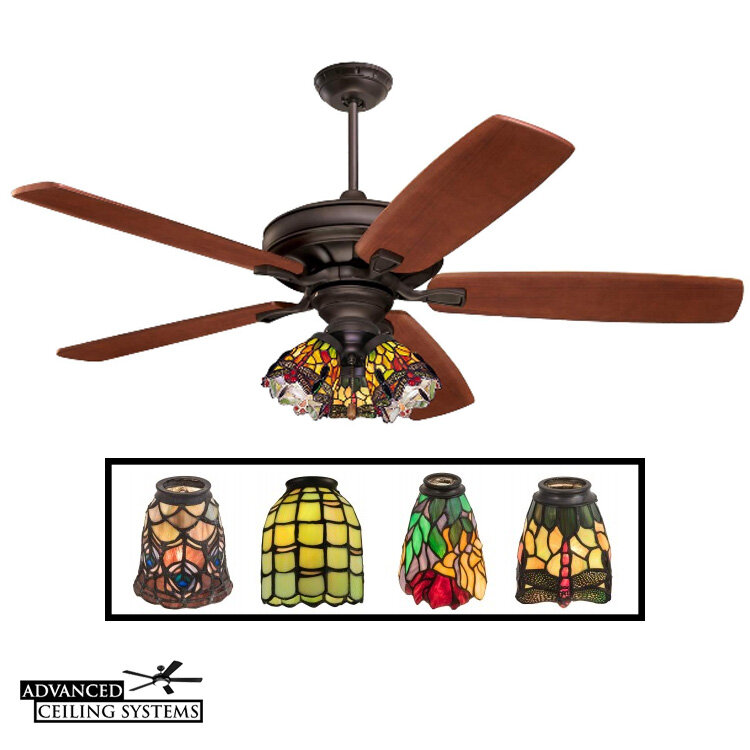 These Stained Class Ceiling Fans Will Add Color And Style To Any Home Advanced Systems - Tiffany Glass Shades For Ceiling Fans