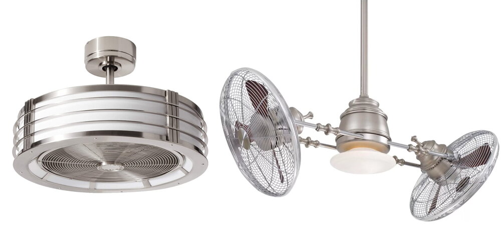 Catching Cage Enclosed Ceiling Fans, Double Head Ceiling Fan With Light