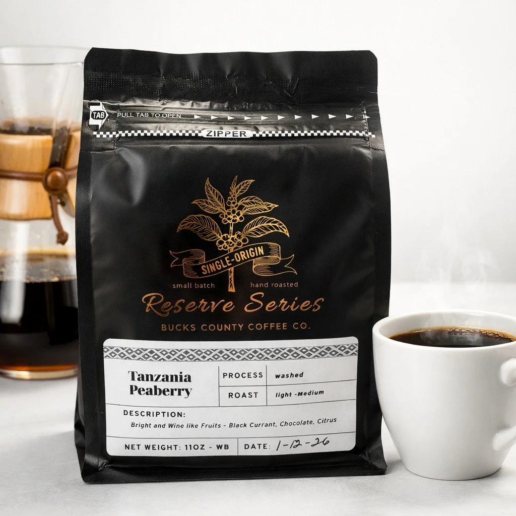 Introducing our Reserve Series Tanzania Peaberry - a washed, light-medium roast with bright, wine-like fruit notes of black currant, chocolate, and citrus. Brew it in a Chemex, pour a fresh cup, and taste why this single-origin stands out. 

#BucksCo