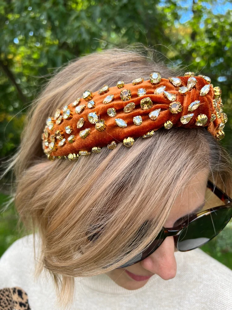 Bejeweled Headband - Available in Beige, Rust, + Wine Red  display picture 1