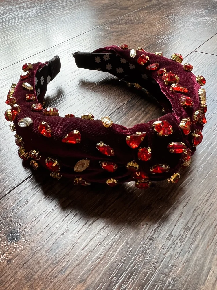 Bejeweled Headband - Available in Beige, Rust, + Wine Red  display picture 2