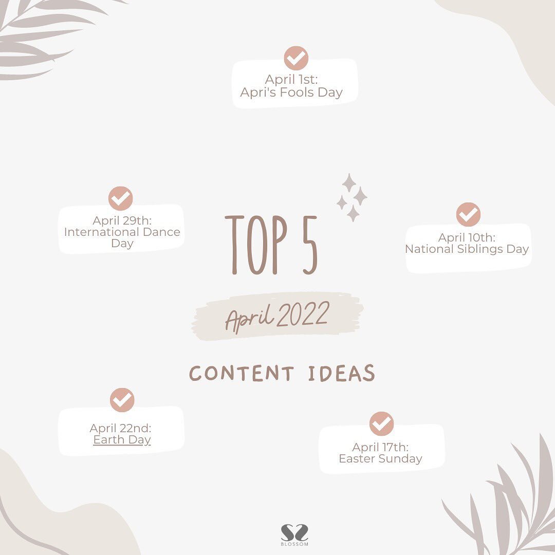 Hello, April! 🌼
Find content inspiration and ideas in this month&rsquo;s holidays and celebrations!
.
.
.
.
#april #aprilfools #spring #springbreak2022 #contentideas #contentcreation #contentcreationtips #contentmarketing #contentstrategy #influence