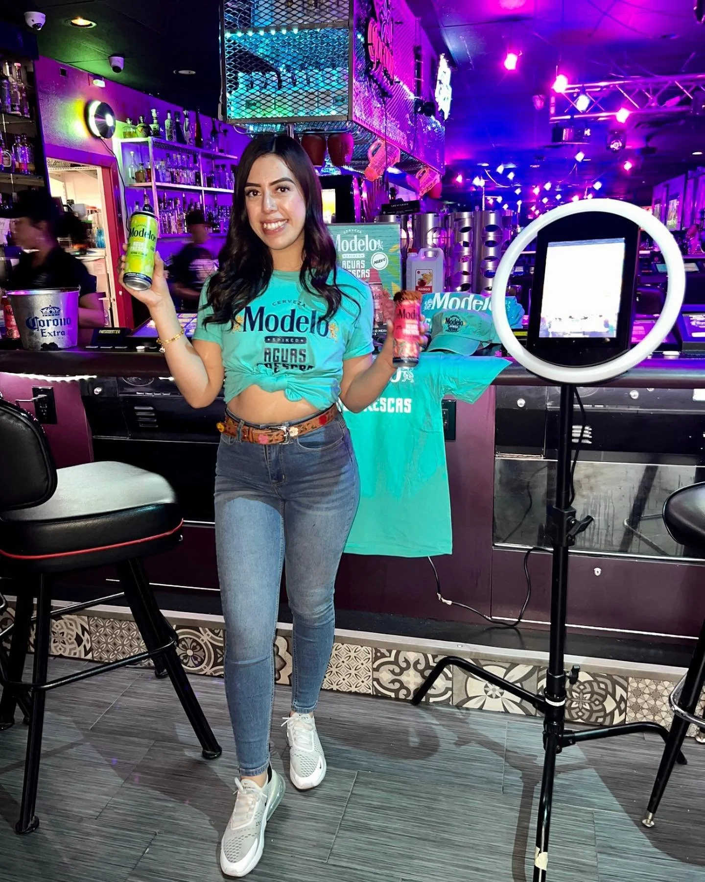 Beverage model during a brand activation in Las Vegas
