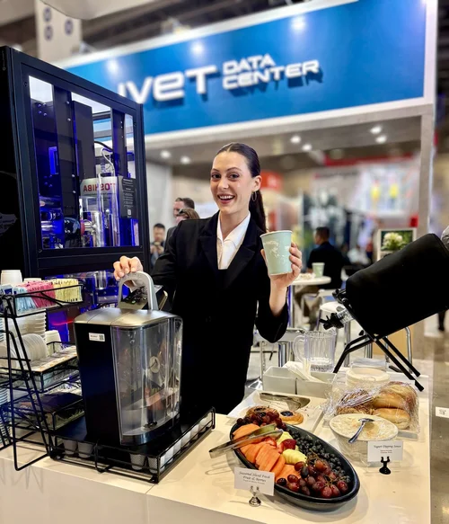 Event barista providing branded beverage service