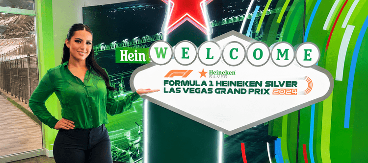 Las Vegas promotional model supporting a high-profile Formula 1 brand activation