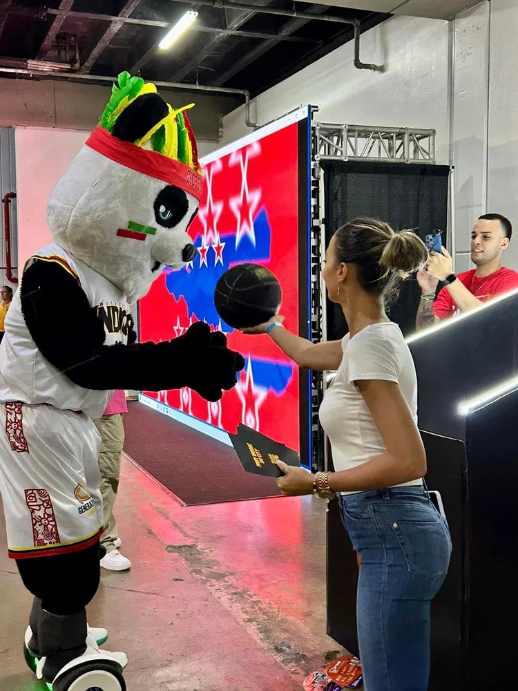 Mascot performers supporting a trade show activation