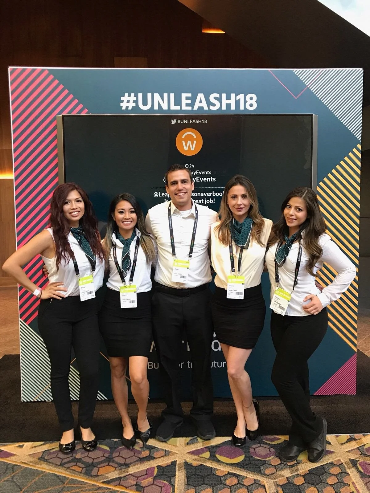 Brand ambassadors engaging attendees at a Las Vegas convention.