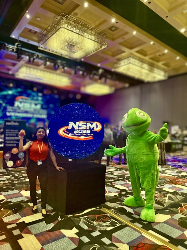 Mascot performer at a corporate conference