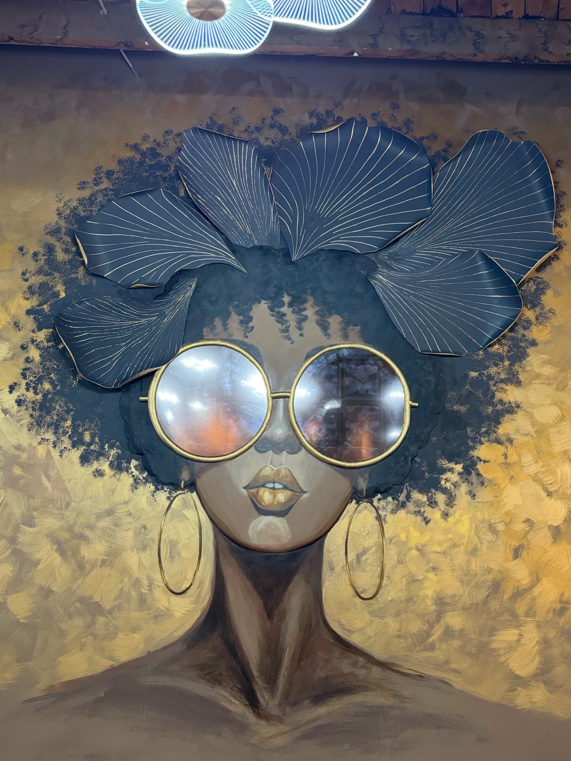 Original mixed-media artwork combining hand painting with sculptural 3D elements for added depth and dimension.