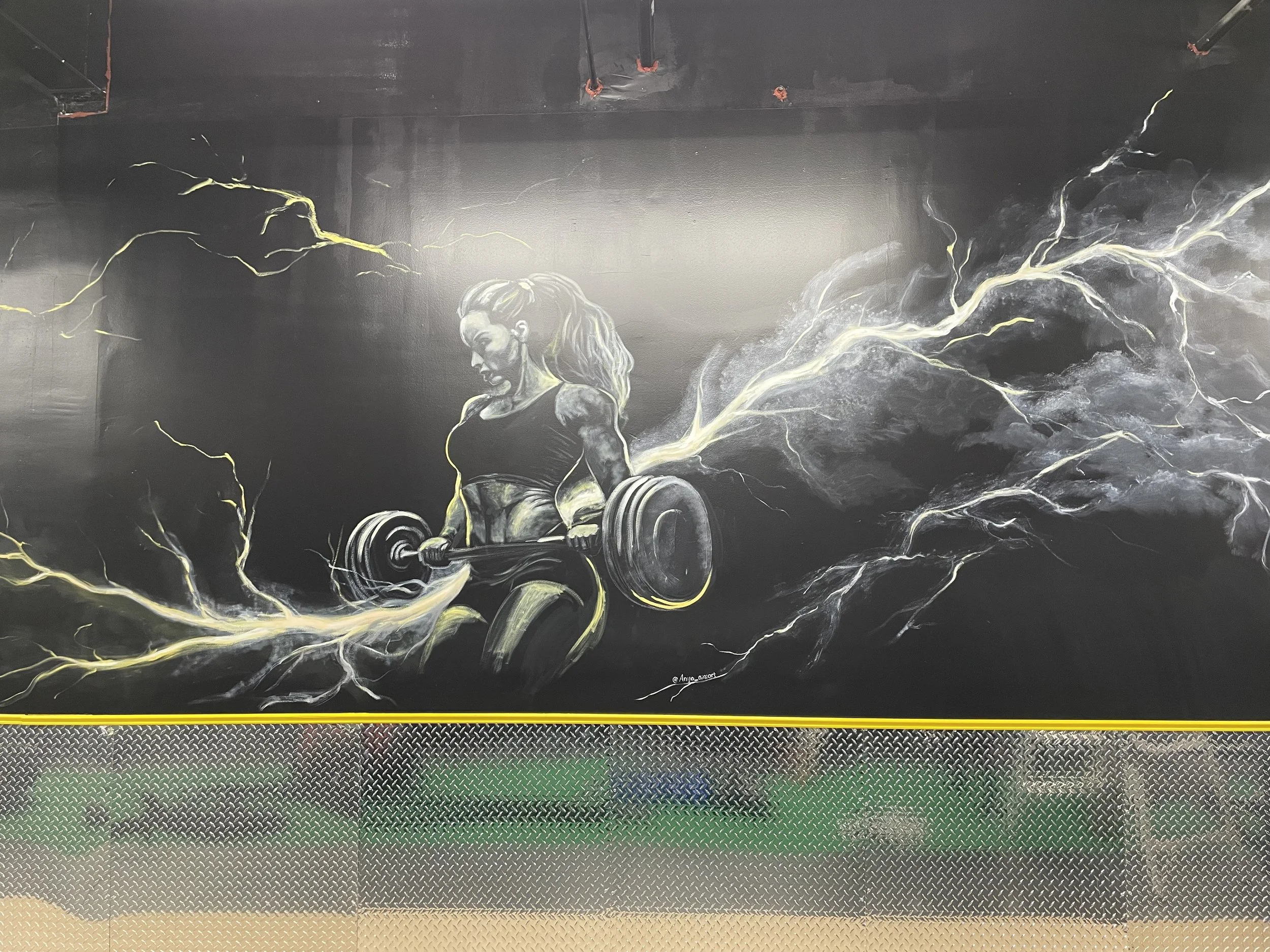 Large-scale sports mural designed to bring movement and energy to a performance training space.