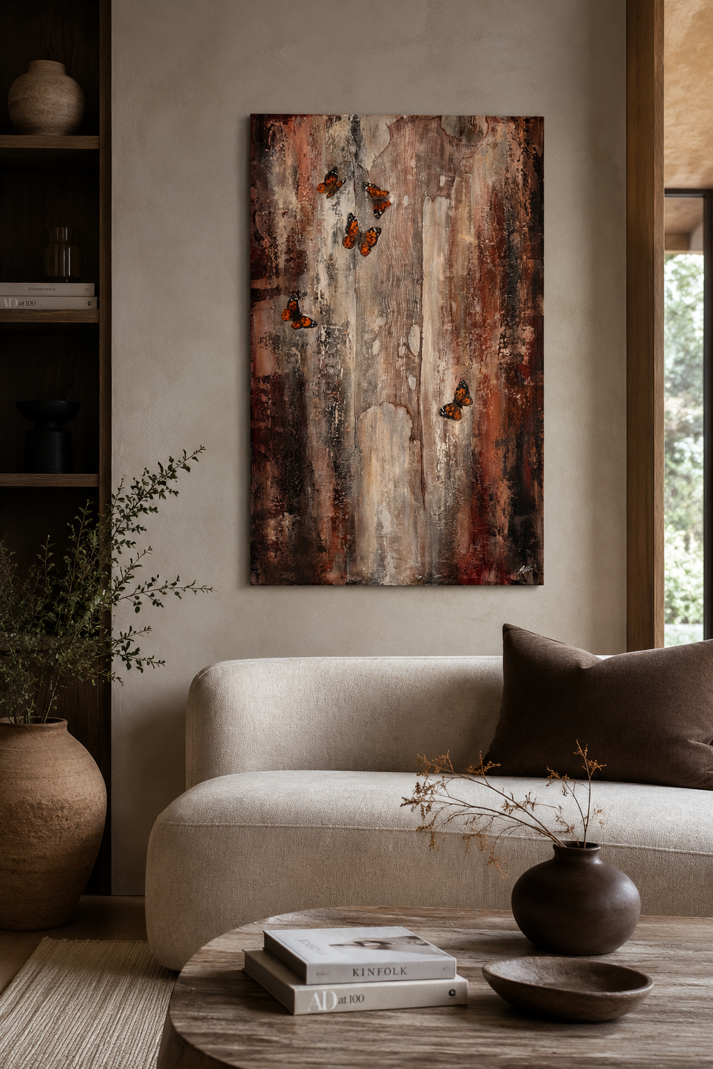 Between Earth and Air original artwork displayed in a contemporary interior.