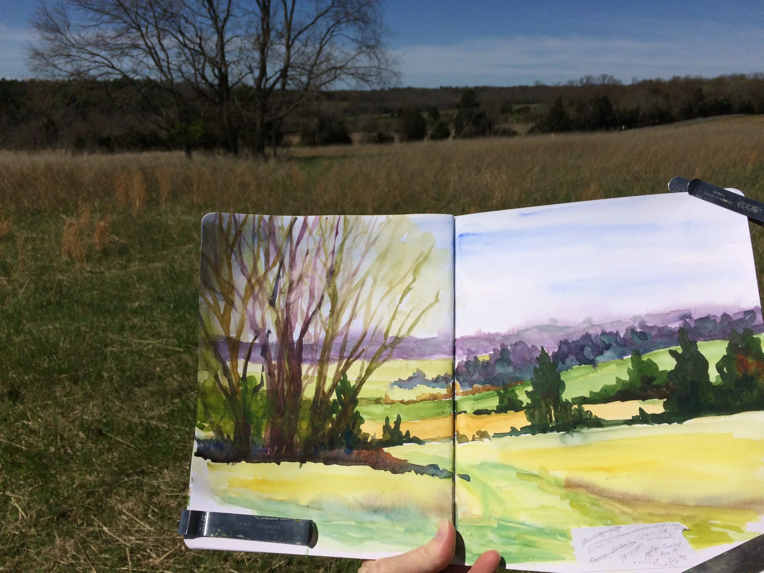 Sketchbook scenes gathered at Manassas Battlefield National Park, April 2017.