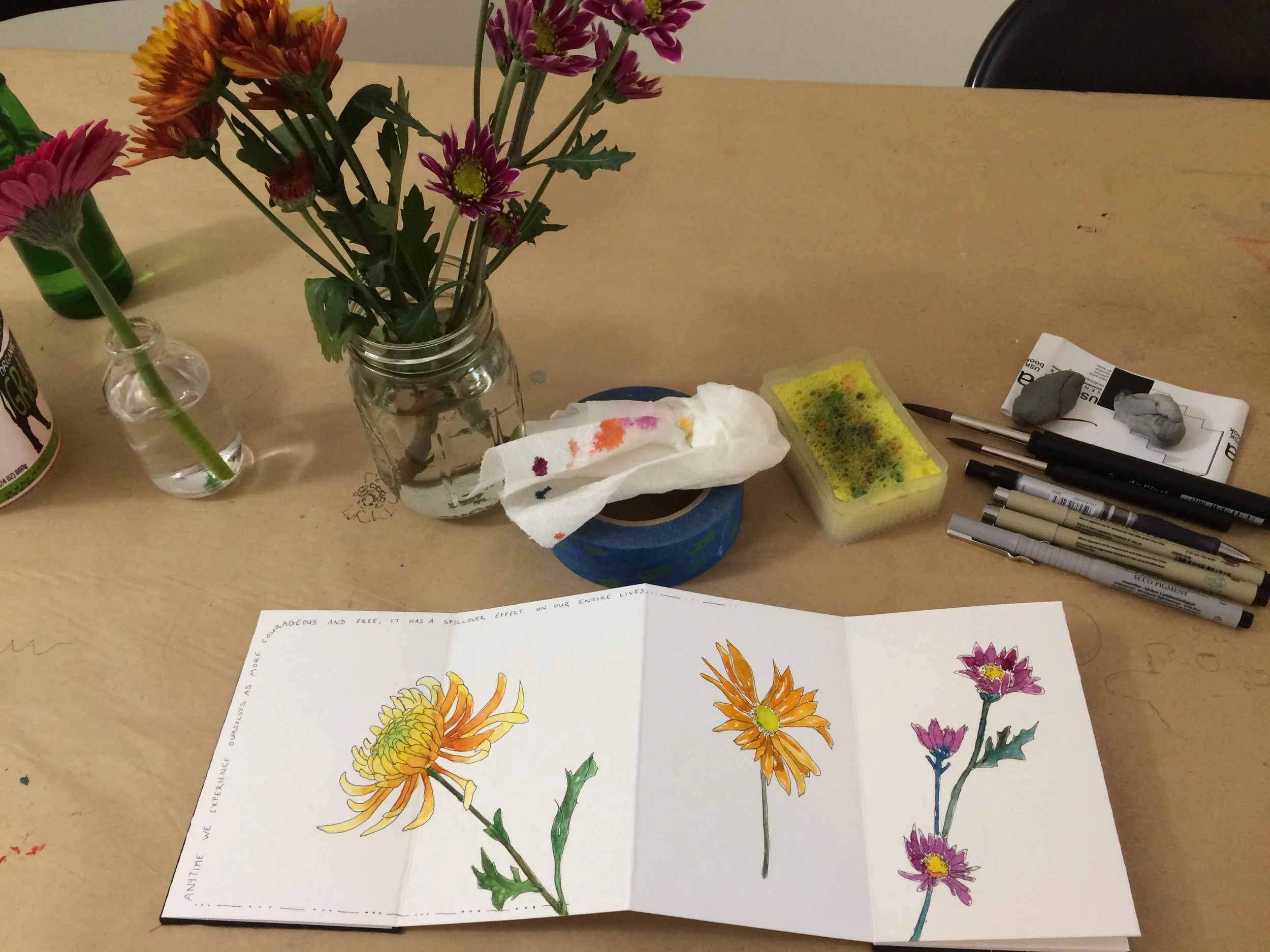 A favorite sketchbook exercise of mine: painting these blossoms from all different angles.