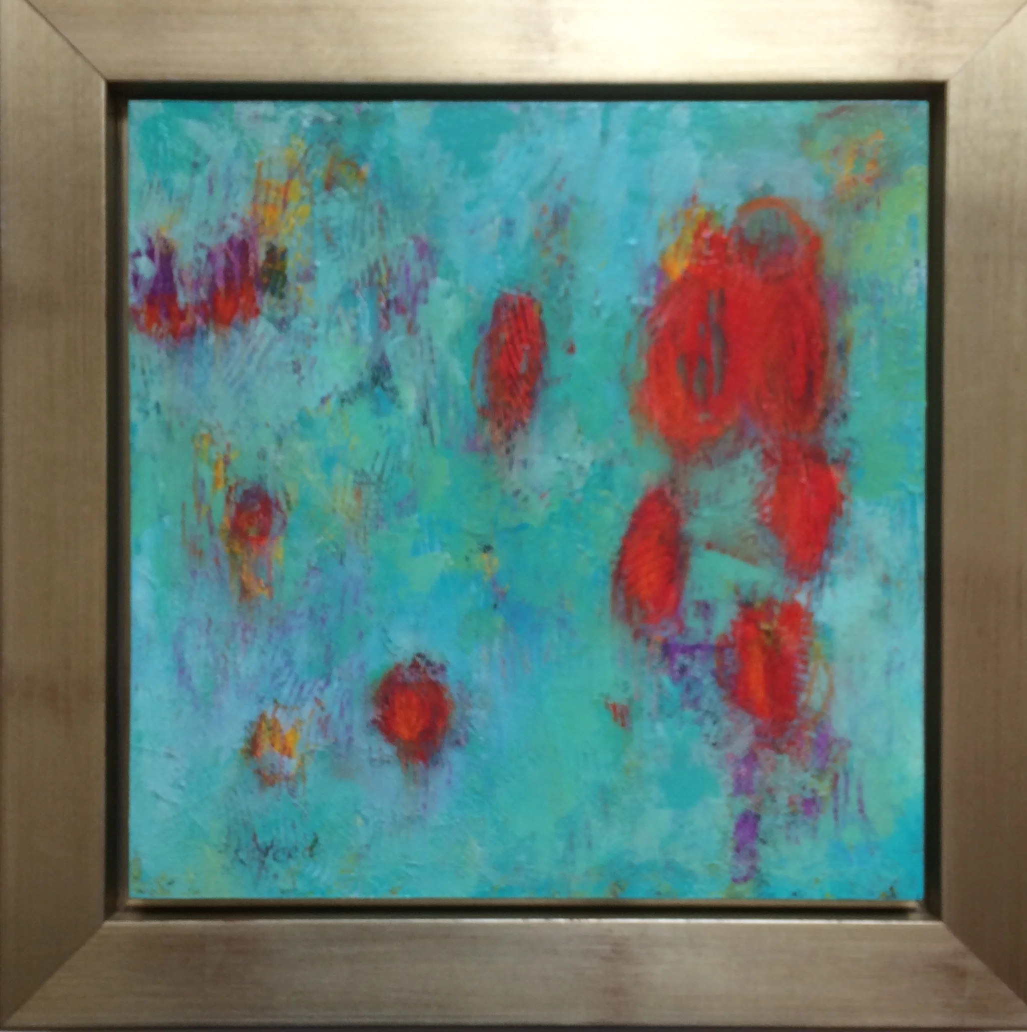 Summer Rain by the Beach, framed in floater frame-silver leaf.jpg