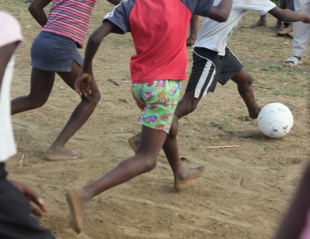 Chasing the ball during our afternoon program in Destra