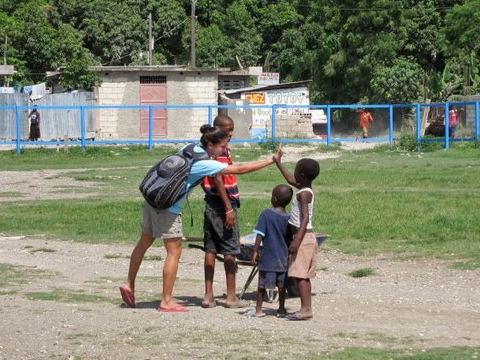 Ending a community clean up in Leogane on a high note
