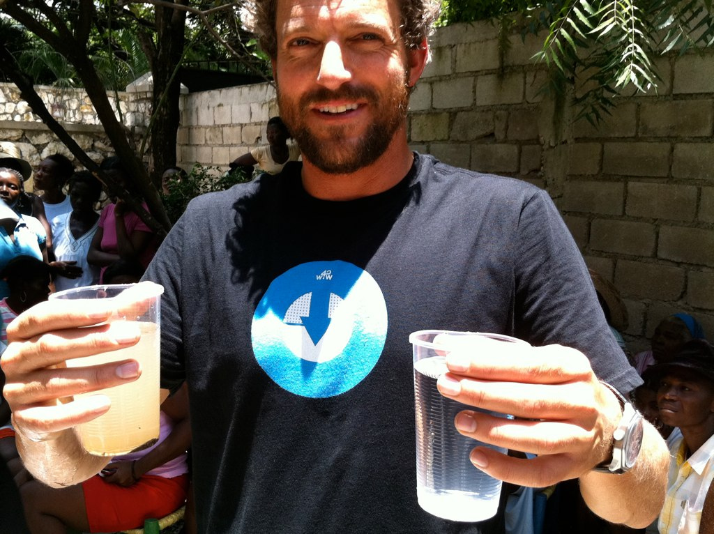 Jon Rose, founder and director of W4W, demonstrates the filter system