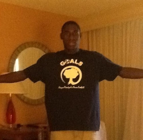 James in his GOALS t-shirt