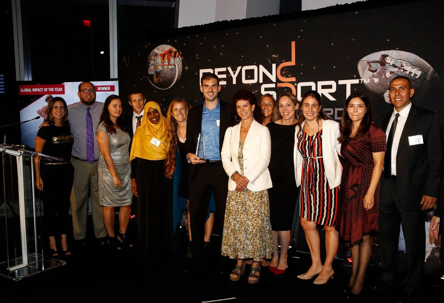 GOALS E.D. Kathy McAllister pictured with other past winners at Beyond Sport