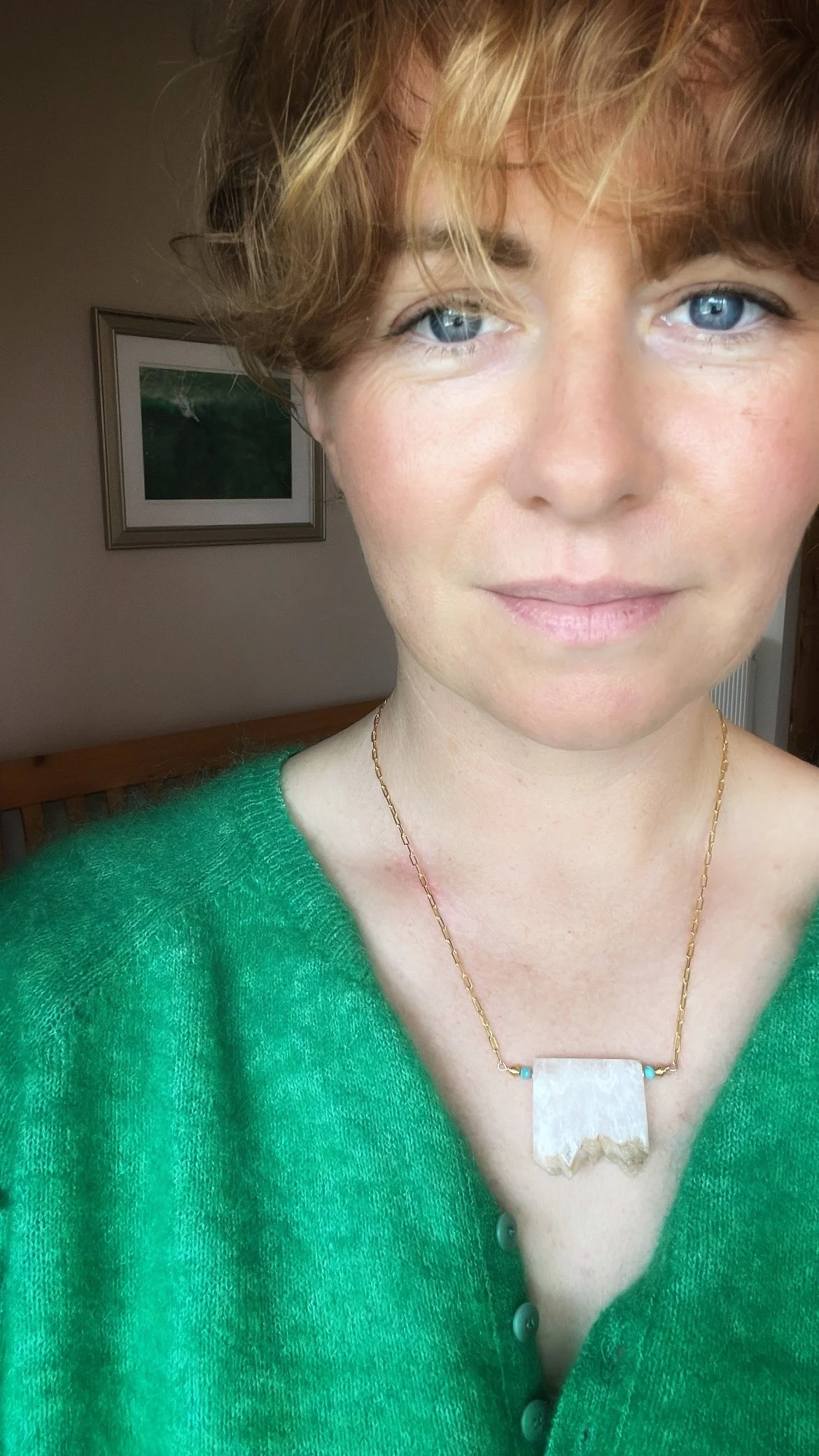 14ct gold filled paper clip chain with focal Agate geode, turquoise and gold vermeil bead detail necklace.