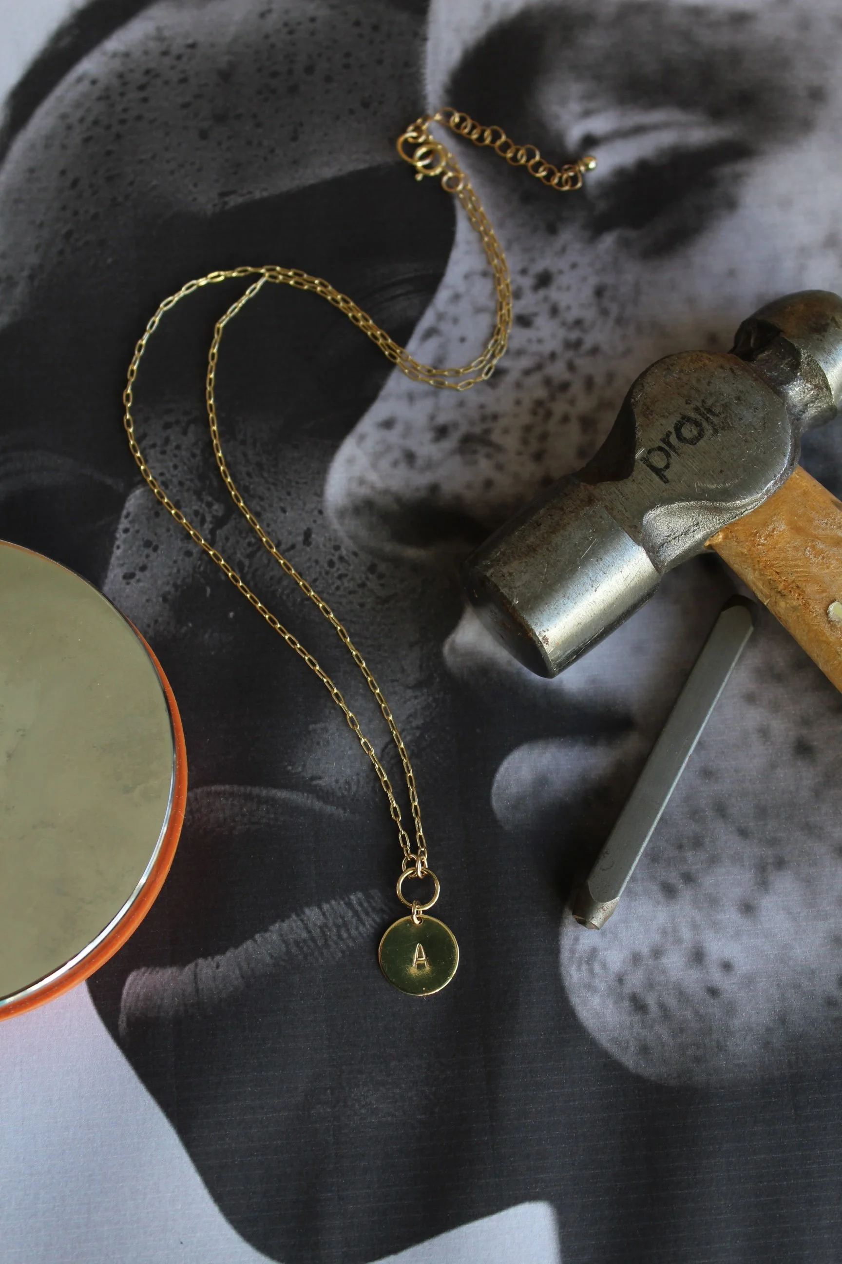 14ct gold filled paper clip chain necklace with custom hand stamped Initial drop.