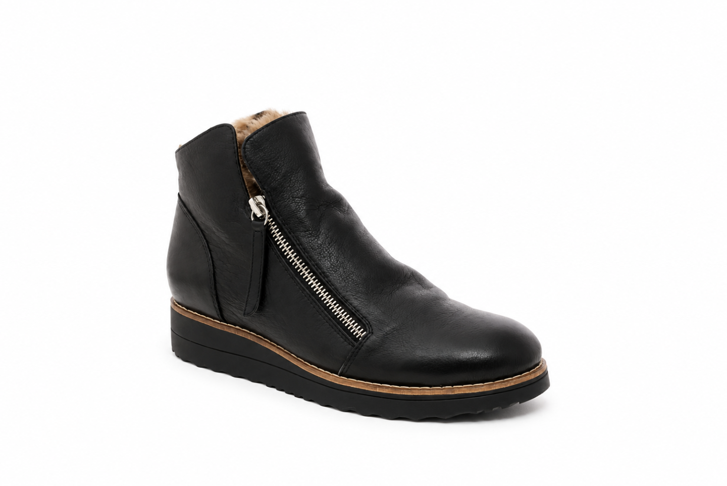 Django & Juliette - Opal Bootie with Fur Detail in Black & Olive