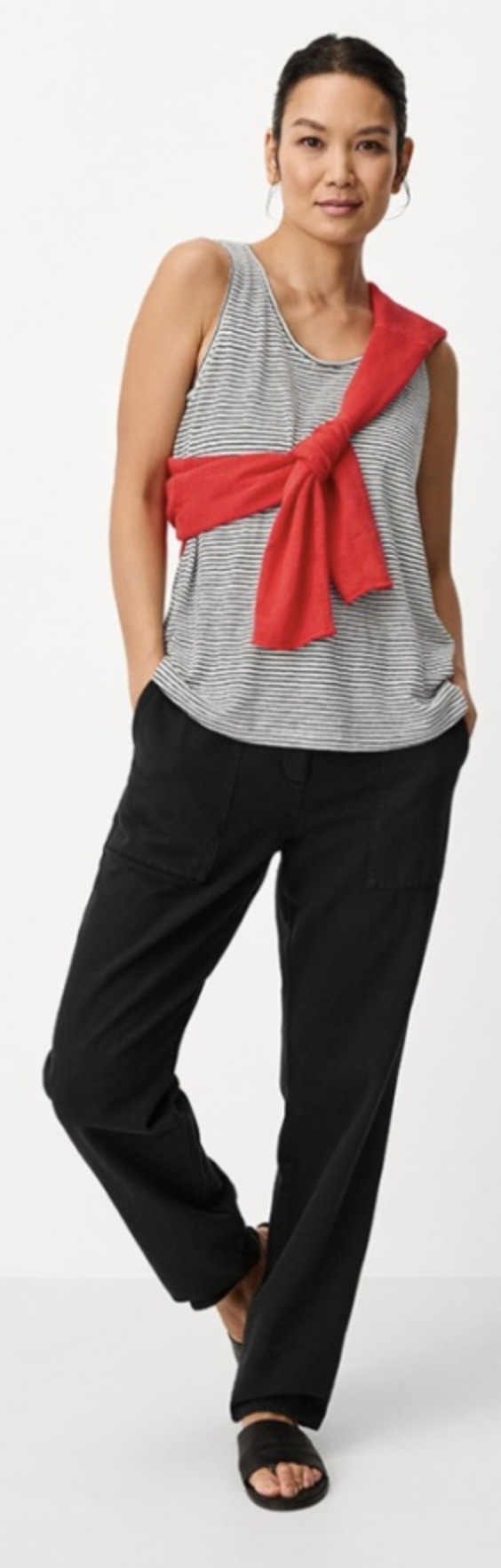 eileen fisher striped linen top