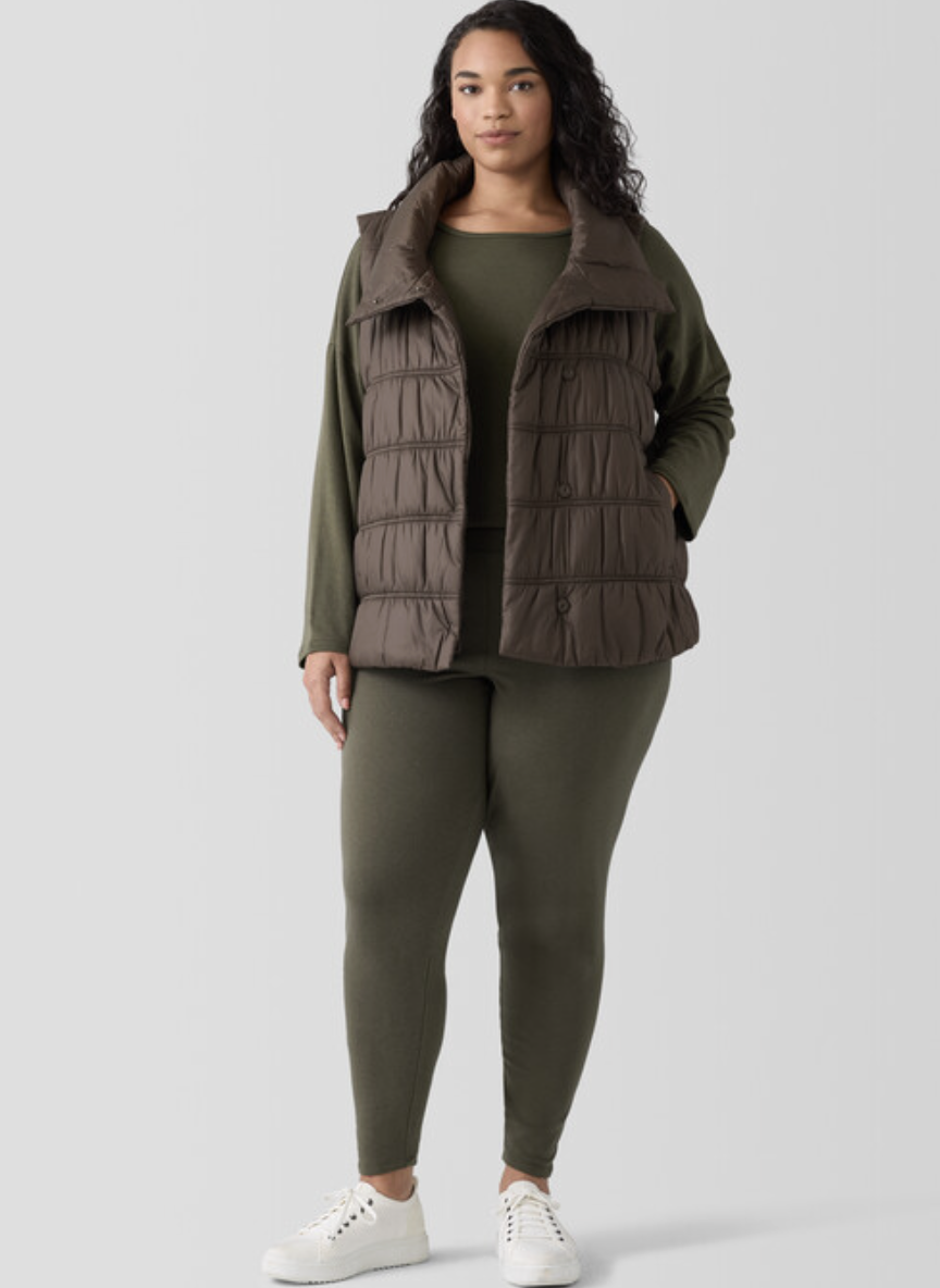 Eileen Fisher - Recycled Nylon Ruched Vest in Ink & Rye