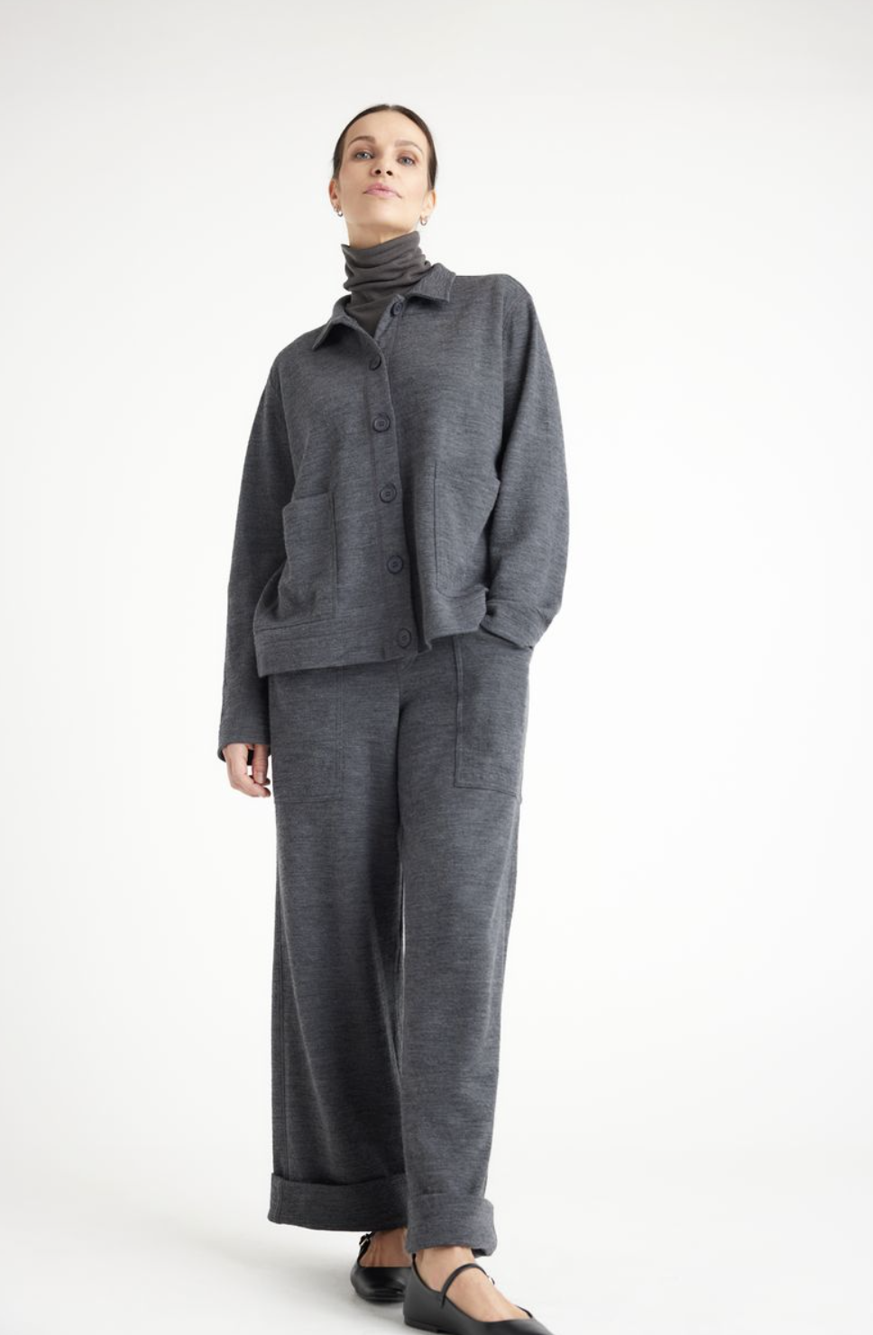 By Basics - Patch Pocket Jacket in Anthrasite Melange