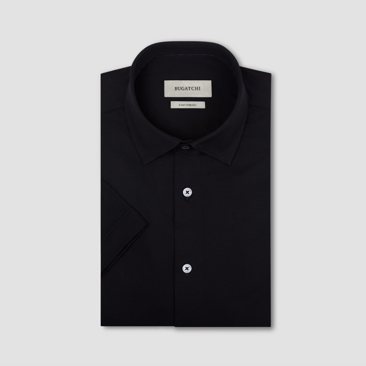 Bugatchi - Miles Cotton Short Sleeve Shirt in Black