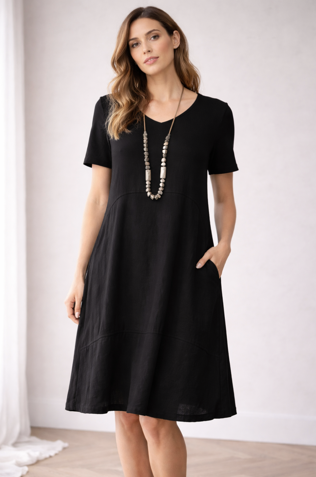 Peruzzi - Jersey Panel Linen Dress