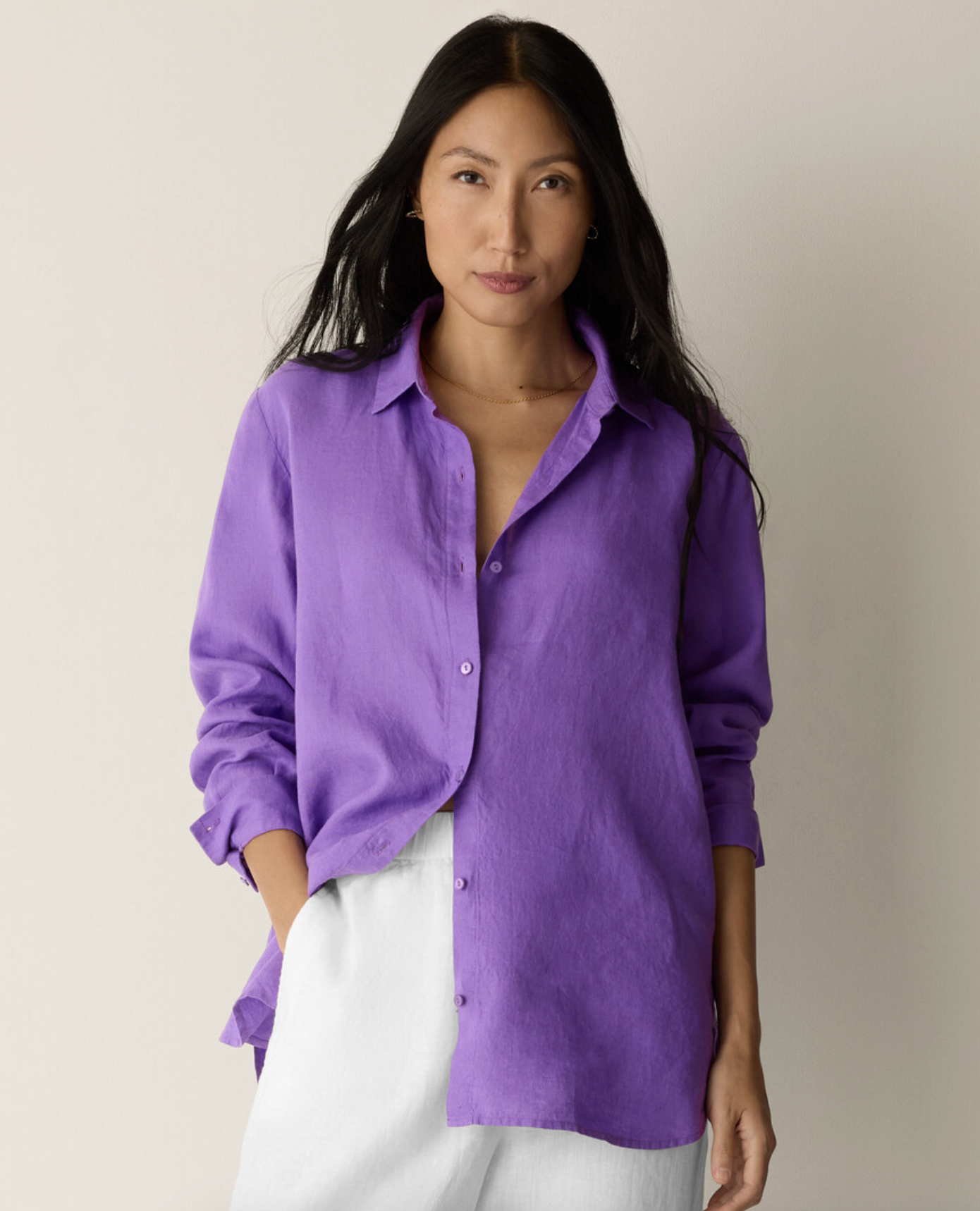 Eileen Fisher - Handkerchief Linen Collar Shirt  hughes clothing