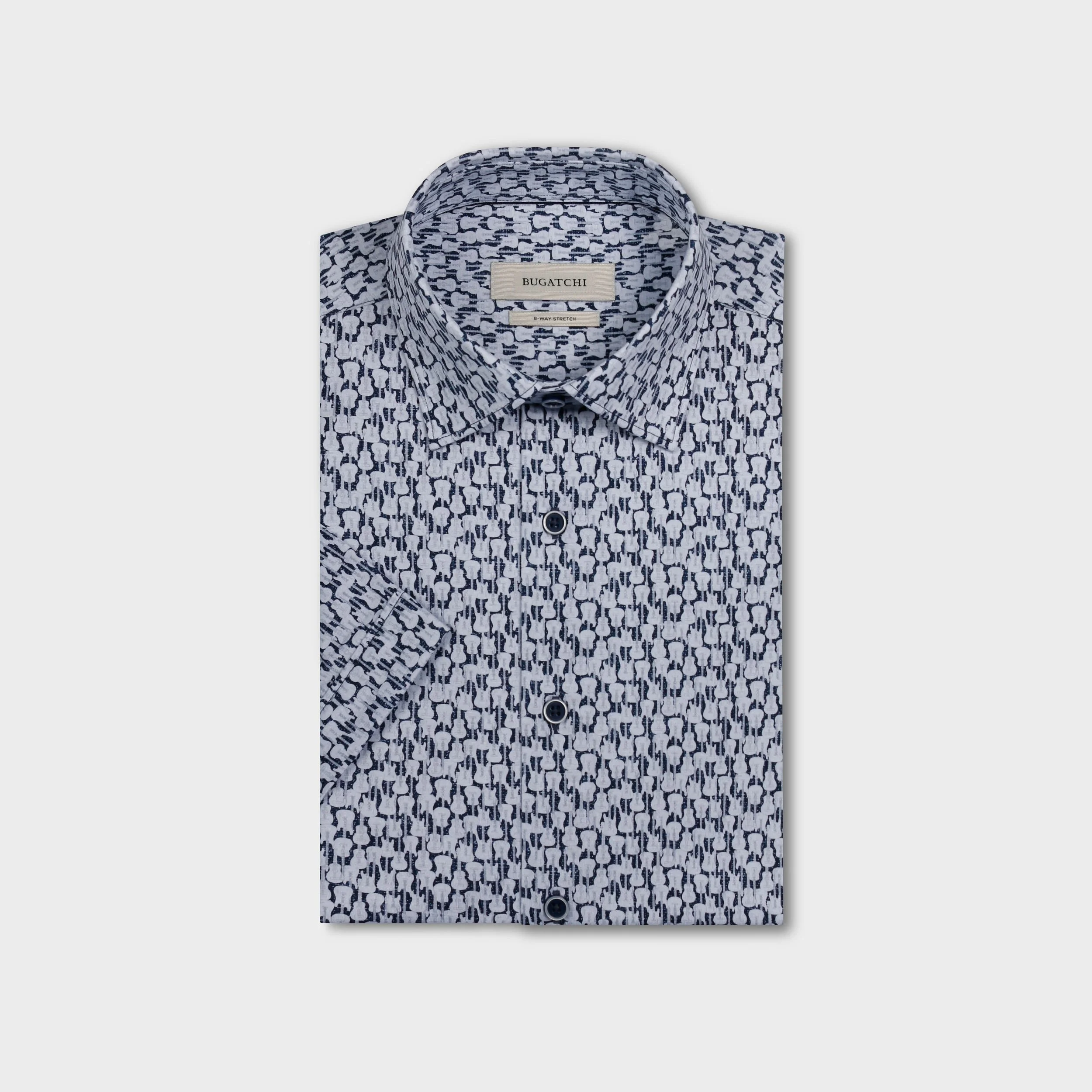 Bugatchi - Premium Navy Blue Shirt with Guitars