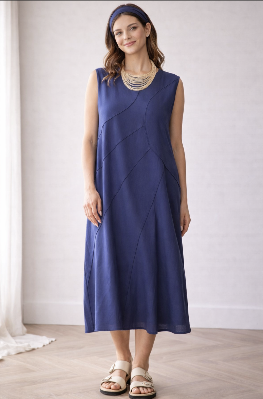 Peruzzi - Raised Seam Dress in Denim Blue