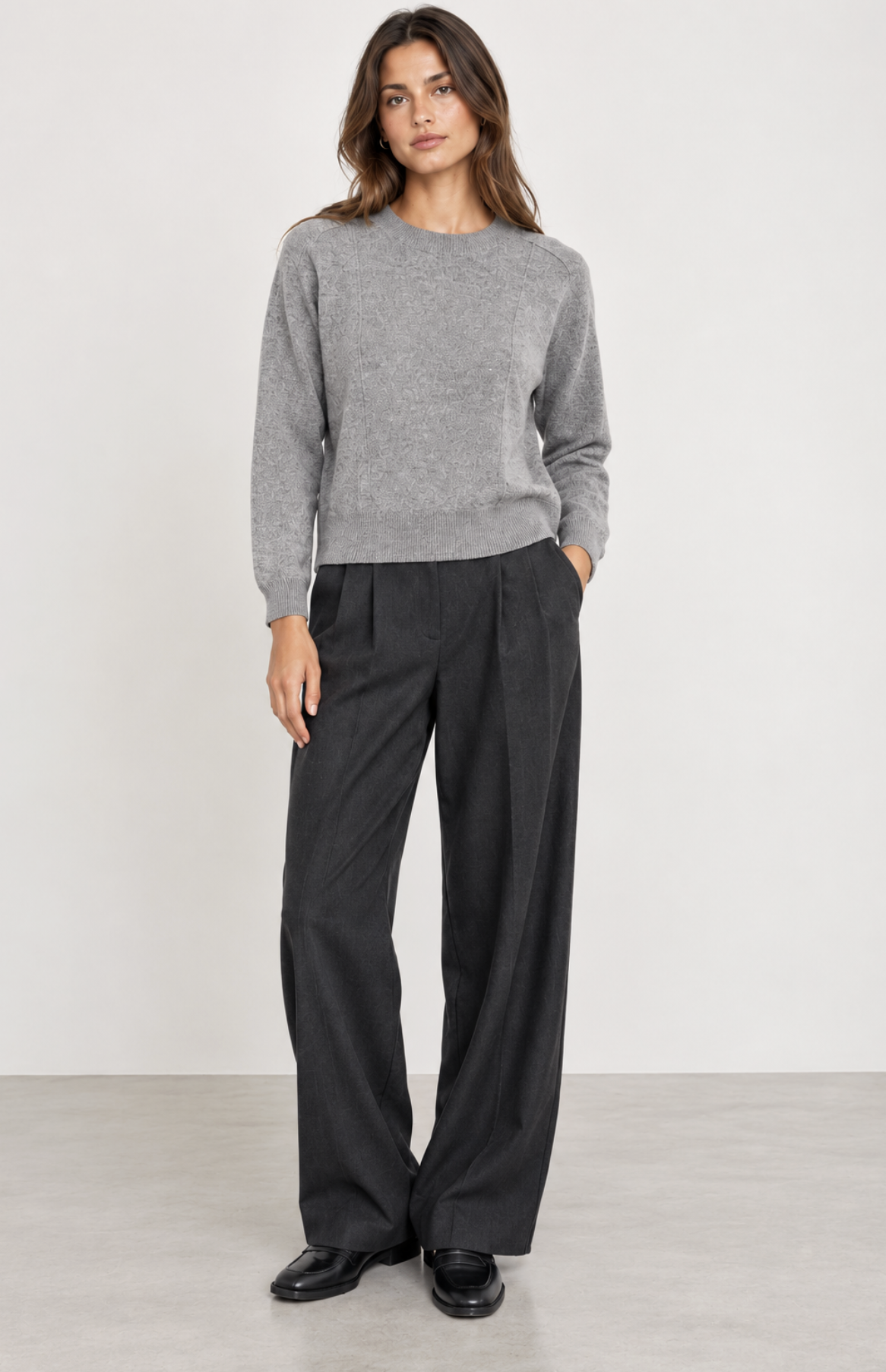 Autumn Cashmere - Seamed Crew in Cement